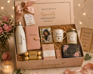 gifts mug photo bottle in a box