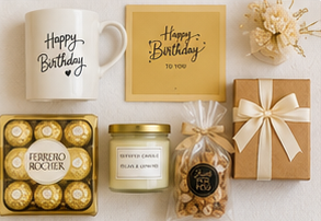 Birthday Bliss gift hamper with elegant packaging